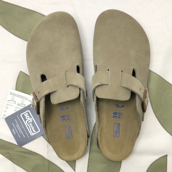 NWT Women's Taupe Suede Birkenstock Boston Shoes - Narrow Fit - Picture 2 of 8